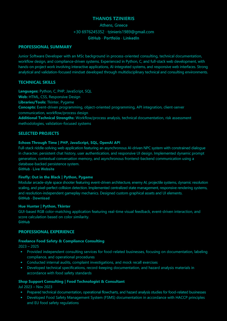 CV Page 1