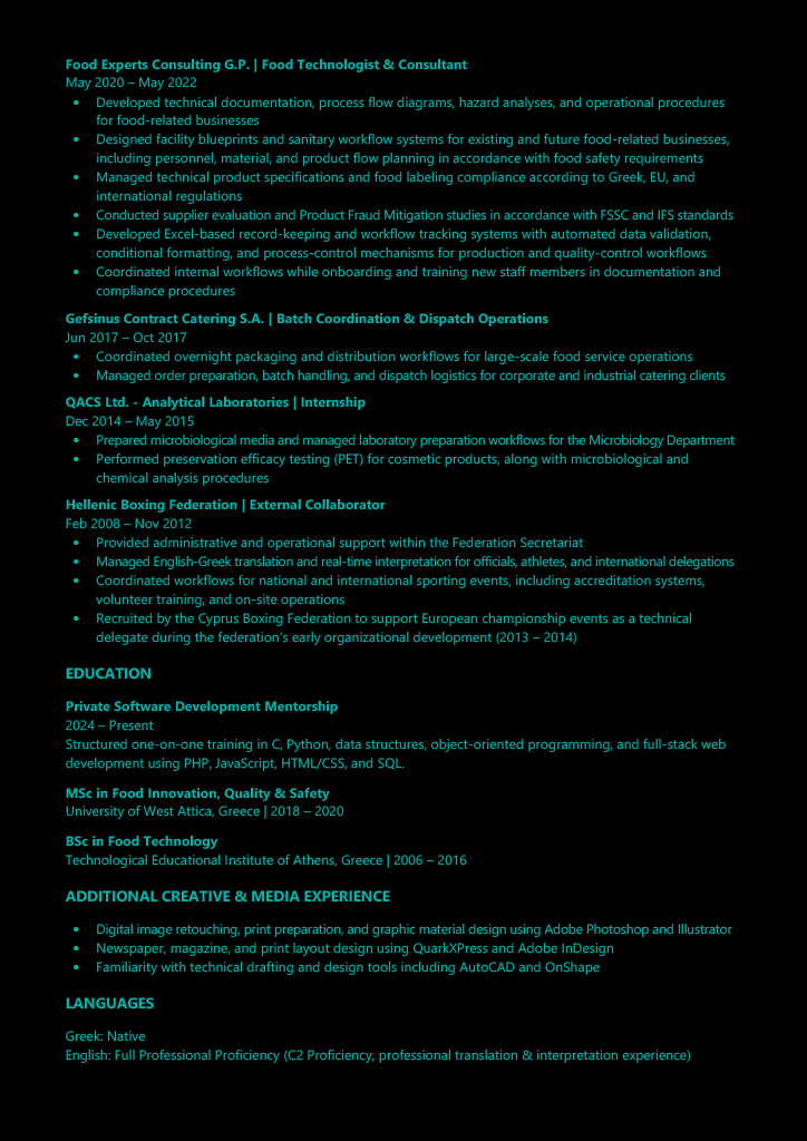 CV Page 2